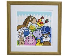 Happy Spaces Kunstdruck, für Kinder, Motiv Farmyard Friends (lachende Bauernhoftiere) von Laila Hills, 30 x 30 x 2 cm