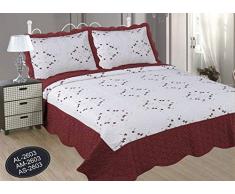 ForenTex AS-2603 Tagesdecke, Bestickt, mit Bezügen für Frühjahr/Sommer/Herbst, Orange, 190 x 260 cm + 1/50 x 70 Kissen 2