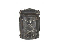 Creative Co-op Briefkasten aus Blech, geprägt 10.5 x 15.5 grau