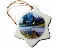 3dRose ORN 156426 _ 1 vergeht, Waschbecken und Peak Montage-North Cascades National Park-Snowflake Ornament, Porzellan, 3 Zoll