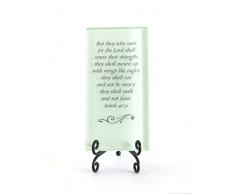 Lifeforce Glass But They Who Wait for The Lord, inspirierendes Glasschild Comforting Script Vers für Ihren Schreibtisch, Reassurance for Hard Times Seafoam.