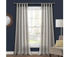 Lush Decor Jute Vorhang mit Schlaufen, 213 x 114 cm, Hellgrau, 1 Paar