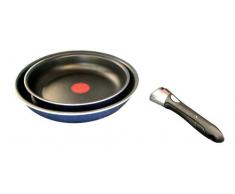 Tefal Ingenio, Emaille, Pazifikblau L5009002 2-teiliges Pfannen Set, Ø 22/26 cm, mit Griff