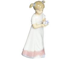 COSMOS 96663 feines Porzellan Figur Little Girl in Pink und Weiß Kleid Betrieb Blumen, 3–1/4-Zoll