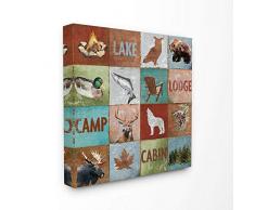 Stupell Industries Wandbehang, Landhausstil, Tier-Collage, Mehrfarbig