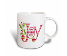 3dRose Pink und Grün Weihnachten Joy 11 Oz Tasse, Keramik, Mehrfarbig, 10,2 x 7,62 x 9,52 cm