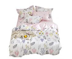 HIGHBUY Frühlings-Front-Bettwäsche-Sets für Kinder, 3-teilig (1 Bettbezug und 2 Kissenbezüge), Doppelbett, Baumwolle, Bettwäsche-Set für Schlafzimmer-Kollektionen Modern Queen(90x90) Blumenmuster