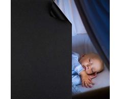 WochiTV Verdunkelungs-Fensterfolie, Sichtschutz, entfernbare Fensterfolie für Zuhause, Anti-UV-Schutz, statische Haftung – nicht klebend 23.6 Inch x 6.56 Feet schwarz