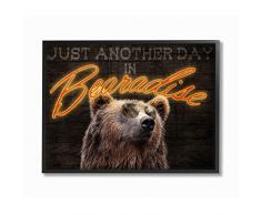 Stupell Industries Bär, lustiges Wort im Landhausstil, Holz, strukturiertes Design, Mehrfarbig