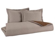 Flanell Wendebettwäsche 100% Baumwolle gebürstet auf beiden Seiten 1 Bettbezug 218,4 x 218,4 cm 2 kissenrollen 50,8 x 50,8 cm, Braun gestreift, King Size