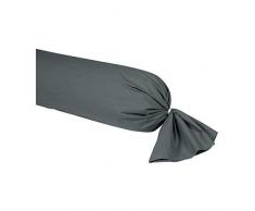 Vent Du Sud Manoir Kissenhülle für Nackenrolle aus Baumwolle Perkal Baumwolle 190 x 43 cm, Baumwolle, Schiefer, 190x43 cm