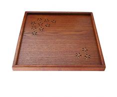 FTVOGUE Serviertablett Holz Essenstablett Traditionell Holz Teeteller Kaffee Obst Snacks Serviertablett für Zuhause Restaurant 13.39 * 13.39in braun