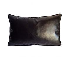 pillowerus Kunstleder-Kissenhülle Schwarz Rot Braun Kissenhülle Quadratisch Lendenwirbelrolle Nackenrolle Dekorativer Schonbezug für Zuhause, Büro, Auto, Terrasse, Bauernhof, Couch, Sofa, Schlafzimmer Indoor Outdoor Modern