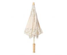 Fdit Handgefertigter Sonnenschirm mit Spitze, Blumenstickerei, für Hochzeiten, Braut, Fotografie, aus Seide Small beige