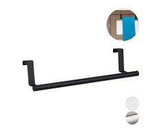 Relaxdays Handtuchhalter für Tür & Schrank, zum Einhängen, Edelstahl, Handtuchstange ohne Bohren, Küche & Bad, schwarz