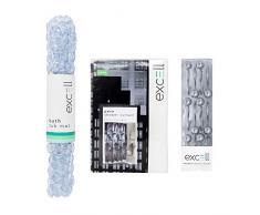 Excell Home Fashions Duschset mit PEVA-Duschvorhang, Orbit-Vinyl-Wannenmatte und 12 Stück Kugelhaken. Cityscape