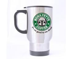 WECE Funny Boba Fett s Coffee Travel Kaffee Tasse Edelstahl Auto Cup 14 Unze 14 Ounce Silber