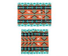 BEETTY Tischset, waschbar, Kunstleinen, wärmedämmend, schmutzabweisend, Tribal Ethnische Azteken, 12 x 18 cm, Küche Esstisch Home Decor 4PCS Mehrfarbig