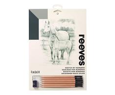 Reeves PPSKM9 Malen nach Zahlen Skizzieren - Motiv: Pferd - 6 Stifte, 1 Spitzer - 22x30m
