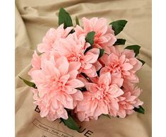 Homyu Kunstblumen Dahlien, künstliche Dahlien, 10 Blüten für Zuhause, Hochzeit, Party, Büro Rose