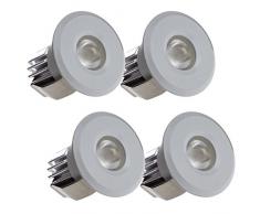 Sensati Kleine Miniatur LED Einbauleuchte Downlight Spot Set zu 4 Stück, dimmbar, 600 lm, inklusive Treiber, Gehäusefarbe weiß, kaltweiß T102 4 CW W