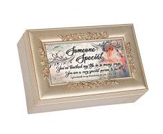 Cottage Garden Someone Special Touched My Life Champagnerrosette Petite Spieluhr spielt Amazing Grace