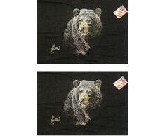 Manuelle schwarz Bär von Al Agnew gewebte Standard Kissen Sham, gssblb, 66 x 50,8 cm Set von 2