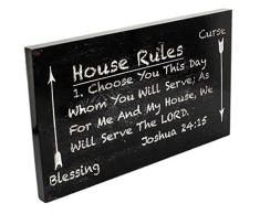 Spirit & Truth Home Decor Wandbild House Rules Choose You This Day Whom You Will Serve Joshua, 61 cm (24 Zoll), mit tiefem Waschbecken, 22,5 x 13,5 x 1,25 cm