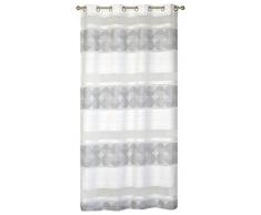 Homemaison Vorhang Streifen Jacquard Blumentapete, Polyester, Grau, 240 x 140 cm