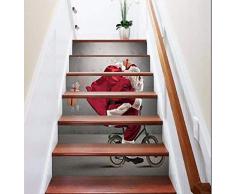 FLFK 3D Weihnachtsbaum Schneemann Tapete selbstklebend Treppenaufkleber, Weihnachten, Wandbilder, Heimdekoration 39.3Inch x7.08Inch x 6PCS Gxl290_New