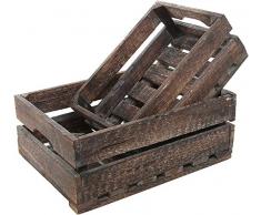 Set von 2 Country rustikal Finish Holz Aufbewahrung Box/dekoratives Tablett Carrier Boxen W/Griffe – MyGift®