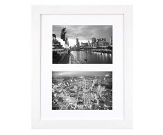 Golden State Art, Weiß 8 x 10 Foto Holz Collage Rahmen mit echtem Glas und weiße Matte zeigt (2) 4 x 6 Bilder