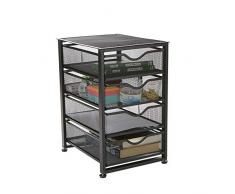 Mind Reader 4TMCA-BLK 4-stöckiger Schrank, Rollnetz, Metall, Schubladen, Ordner, Gebrauch, Büroaufbewahrung, strapazierfähig, Mehrzweckwagen, Schwarz