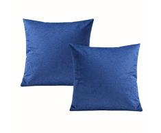 TASLIFE Kissenbezüge für Sofakissen, Baumwolle, Leinen, 2 Stück 18 x 18 inch Bule