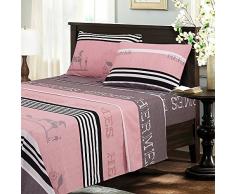 BESTLINESTOYOU 4-teiliges Bett-Set, gebürstet Mikrofaser 1500 Betten, extra tief Tasche, Spannbetttuch, Bettlaken und 2 Kissenbezüge, Full, Pink/Full