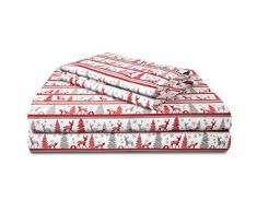 Sonnenwaschbar, 100 % Baumwolle, 170 g/m², Flanell, superweich, warm und flauschig, 4-teiliges Bettwäsche, bis zu 40,6 cm Tiefe Tasche. Full REH / Hirsch