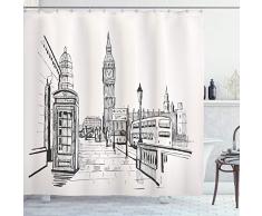 Abstrakt Vorhang für die Dusche von ambesonne, vertikal gestreift Colorful Pinsel Bands Streifen Hand Drawn Künstlerische Print, Stoff Badezimmer Decor Set mit Haken, Violett Blau Schwarz, Textil, Multi 3, 69W x 75L