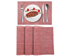 Wlife Platzsets, hitzebeständig, schmutzabweisend, waschbar, PVC, Tischdecken, rutschfest, 45,7 x 30,5 cm 4pcs Ziegelrot