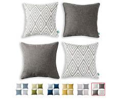 HPUK Set mit 4 dekorativen Kissenbezügen, geometrisches Design, Kissenbezüge für Couch, Sofa, Bett, Auto, 43,2 x 43,2 cm 17 x 17 Natur