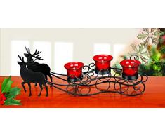Jumbl Kerzenhalter Rentier Schlitten Metall und Glas