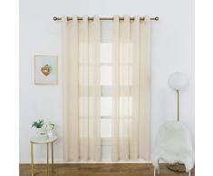 Aquazolax Vorhang, Leinen, strukturiert, halbtransparent Modern L95 Linen Sheer 4| Beige