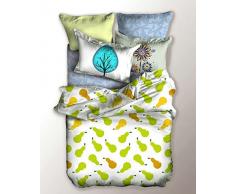 DecoKing 04869 Bettwäsche 155x220 cm mit 1 Kissenbezug 80x80 Bettwäscheset Microfaser Reißverschluss Basic Collection Lucky weiß grün orange gelb