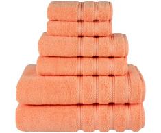 American Soft Linen 2020 100% türkische Baumwolle Badetuch-Set, Handtuch, Waschlappen Jumbo Badetücher Set 6-Piece Towel Set Malibu Pfirsich