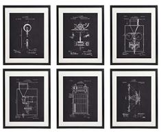 IDIOPIX Edison Patent Decor Wand Kreidetafel Kunstdruck Set von 6 Prints ungerahmt