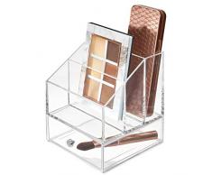 InterDesign Klarheit Kosmetische Palette Organizer mit Schublade für Vanity oder Schrank zu halten Make-up Beauty Produkte Haar Zubehör – 3 Fächer, transparent, schwarz, 4 Section