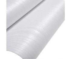 MULLSAN 3D weiße Holzmaserung Platte Papier Funiture Redo Vinyl Peelstick Papier für Regal Liner Schublade Regal Schränke Tapeten Selbstklebend Abnehmbar 61 x 297 cm
