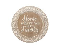 Creative Co-Op Tablett, rund, mit Aufschrift „Home Where We Are Family“, weiß, 54,6 cm