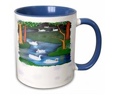 3dRose Sieben Schwäne EIN Swimming-Art Nouveau, gebeizt, Glas, religiöse Symbolik, zwölf Tage von Christmas-Two Ton Blau Tasse, Keramik, Mehrfarbig, 10,2 x 7,62 x 9,52 cm