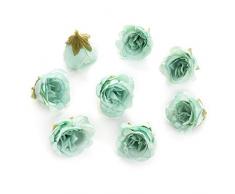 Blumenköpfe in Großhandel zum Basteln, Kunstseide, Pfingstrose, Blumen, Wandköpfe, Heimdekoration, DIY Kranz, Accessoires, Basteln, Fake Blumen, Party, Geburtstag, Dekoration, 30 Stück, 4 cm Tiffany