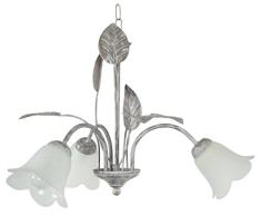 Tosel 20713 Kronleuchter Eglantine Rohr und Blech, Epoxidharz, Glas matt, E14, 60 W, taupe/weiß